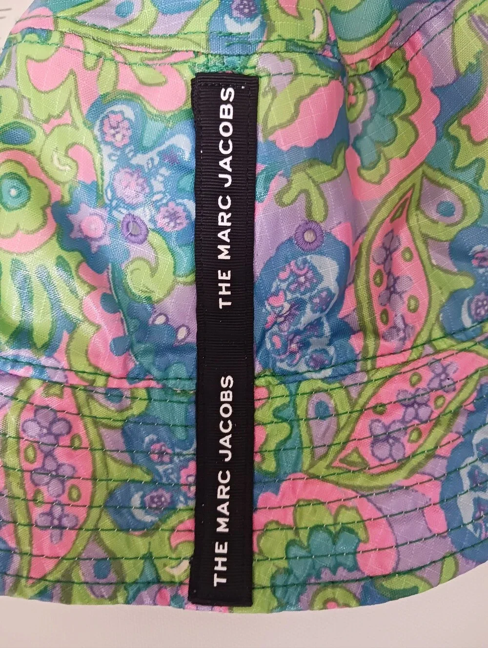 Vintage Marc Jacobs Bucket Hat, One Size, Floral Nylon, and White Terry Cotton